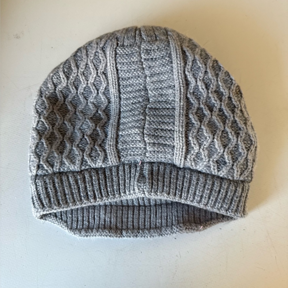 Grey Knit Style Beanie